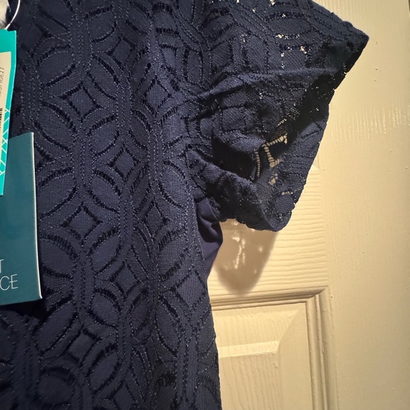 Market & Spruce Deep Blue Lace Blouse - Picture 3 of 5